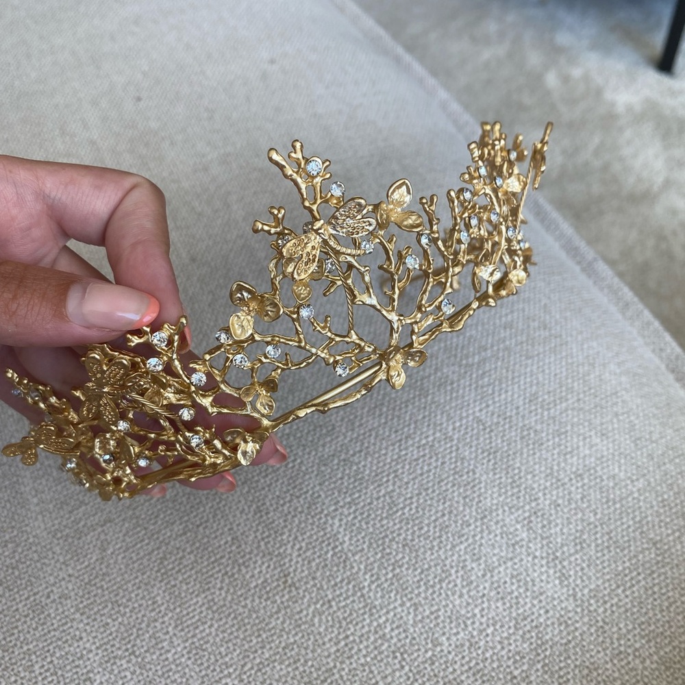 Gold butterfly dragonfly crown